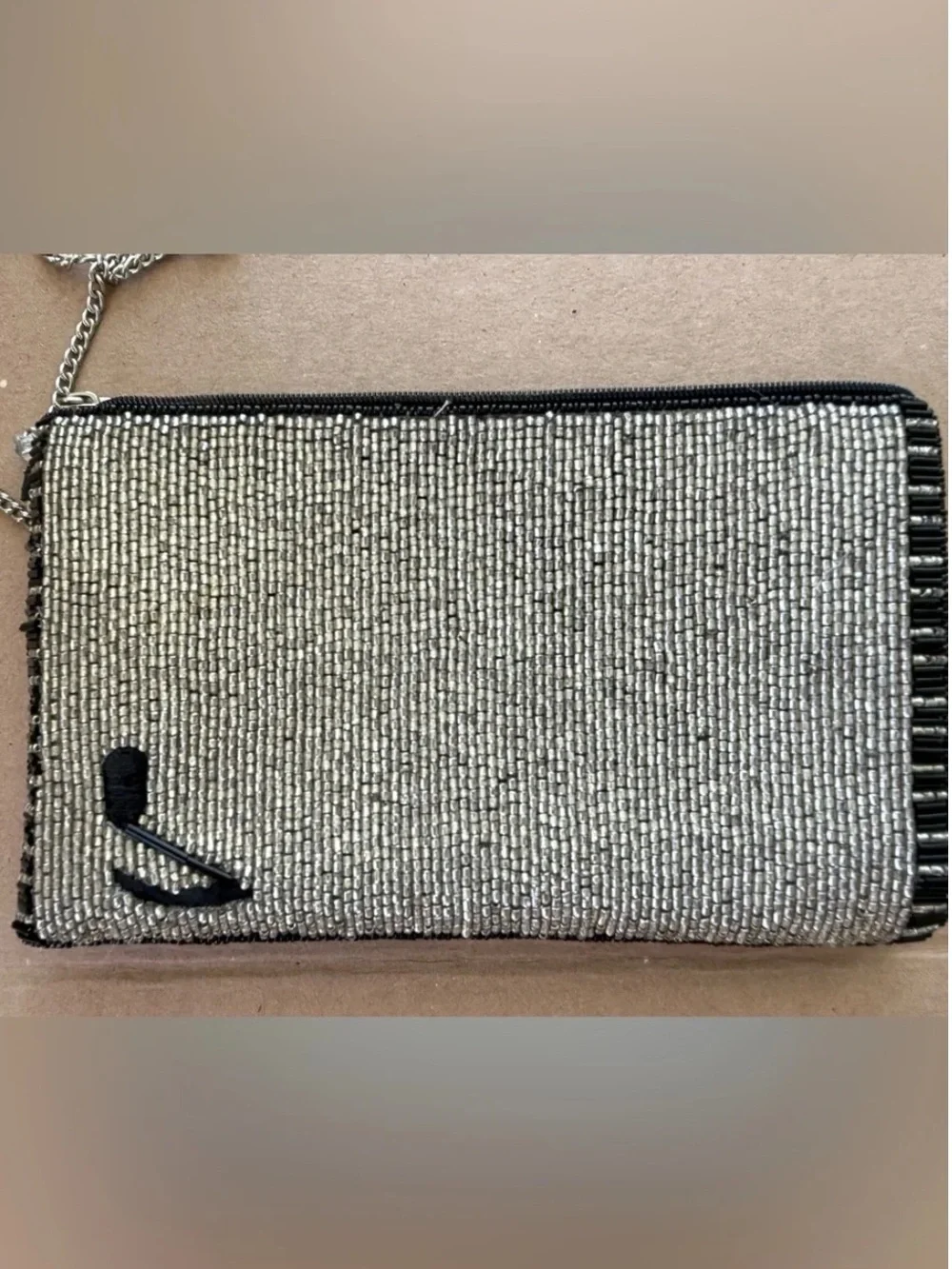Mary Frances Beaded Silver and Black Crossbody Clutch - Women Bags